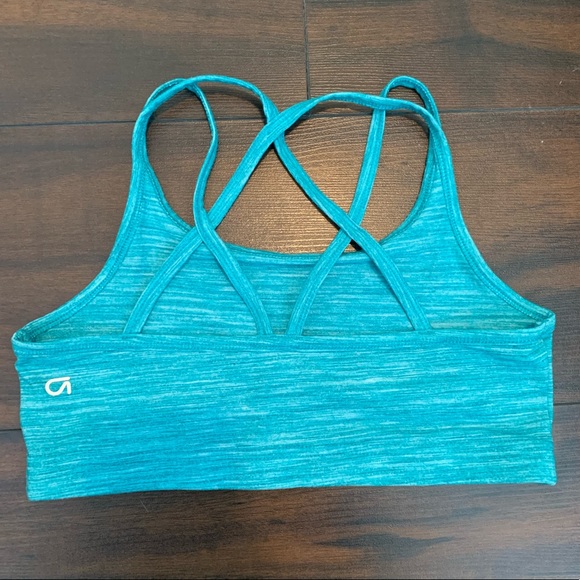 GapFit Kids Heathered Turquoise Strappy Sports Bra - Picture 2 of 4